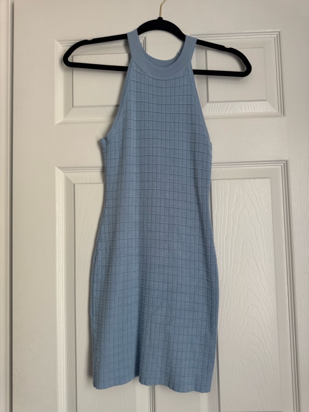 Princess Polly Light Blue Ribbed Halter Mini Dress